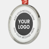 Zakelijke Logo & bewerkbare tekst Wit & Zwart Metalen Ornament (Links)