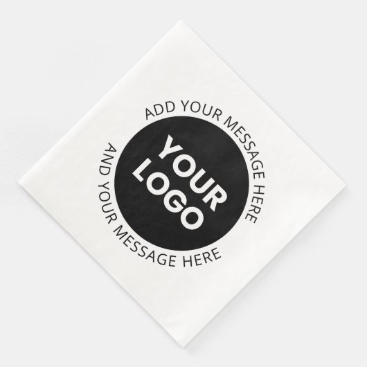 Zakelijke Logo & bewerkbare tekst Wit & Zwart Servet (Hoek)