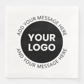 Zakelijke Logo & bewerkbare tekst Wit & Zwart Servet (Voorkant)