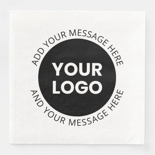 Zakelijke Logo & bewerkbare tekst Wit & Zwart Servet (Voorkant)