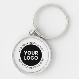 Zakelijke Logo & bewerkbare tekst Wit & Zwart Sleutelhanger