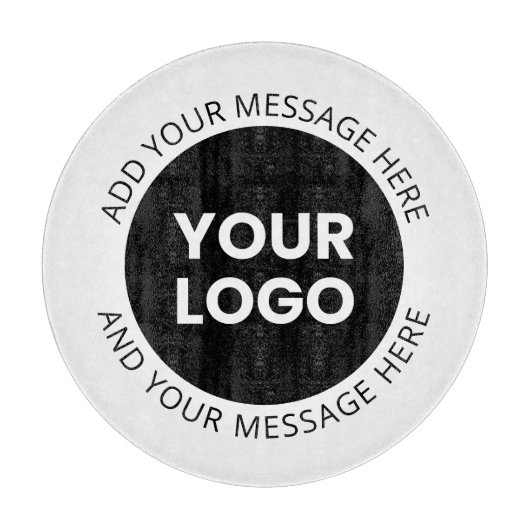 Zakelijke Logo & bewerkbare tekst Wit & Zwart Snijplank (Voorkant)