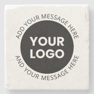 Zakelijke Logo & bewerkbare tekst Wit & Zwart Stenen Onderzetter