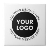 Zakelijke Logo & bewerkbare tekst Wit & Zwart Tegeltje (Voorkant)