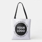 Zakelijke Logo & bewerkbare tekst Wit & Zwart Tote Bag (Achterkant)