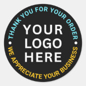 Zakelijke Logo | Black Branded Bedankt Ronde Sticker (Voorkant)