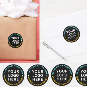 Zakelijke Logo   Black Branded Bedankt Ronde Sticker