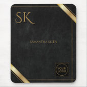 Zakelijke Logo Black en Golden Stripe Muismat (Voorkant)