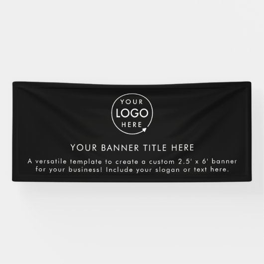 Zakelijke Logo | Black Modern Adverteren 6" Spandoek (Horizontaal)