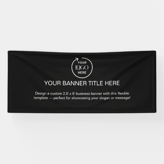 Zakelijke Logo | Black Modern Adverteren 6" Spandoek (Horizontaal)