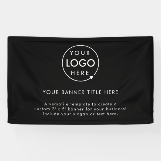 Zakelijke Logo | Black Modern Professional 5 inch Spandoek (Horizontaal)