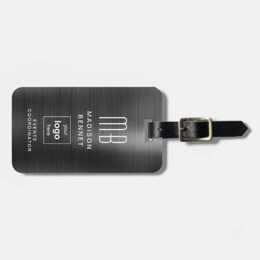 Zakelijke Logo Black Professionele Reizen Bagagelabel (Voorkant horizontaal)