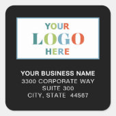 Zakelijke Logo Black Square Retour-adreslabels Vierkante Sticker (Voorkant)