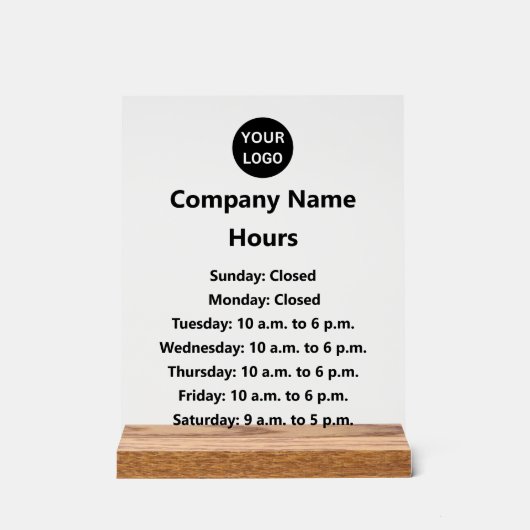 Zakelijke Logo Black Tekst Openingstijden Acryl Bord (Voorkant)