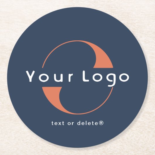 Zakelijke logo, Blauw bedrijfsmerk Promotional Ronde Kartonnen Onderzetter (Voorkant)