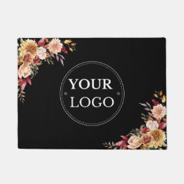 Zakelijke Logo Bloemen Modern Zwart Promotie Deurmat