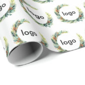 Zakelijke Logo Bloemenkrans Kerstmis Cadeaupapier (Rol Hoek)