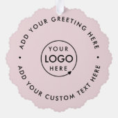 Zakelijke Logo | Blush Pink Modern Kerstmis Ornament Kaart (Achterkant)