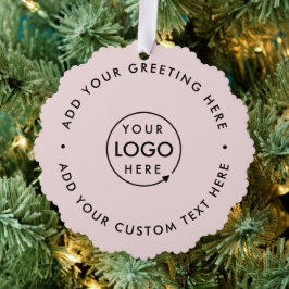 Zakelijke Logo | Blush Pink Modern Kerstmis Ornament Kaart