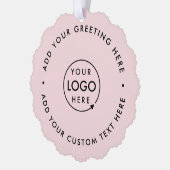 Zakelijke Logo | Blush Pink Modern Kerstmis Ornament Kaart (Links)