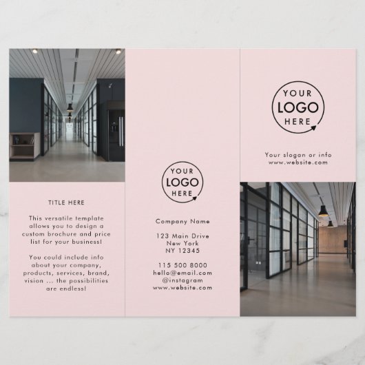 Zakelijke Logo Blush Pink Pamphlet Brochure (Voorkant)