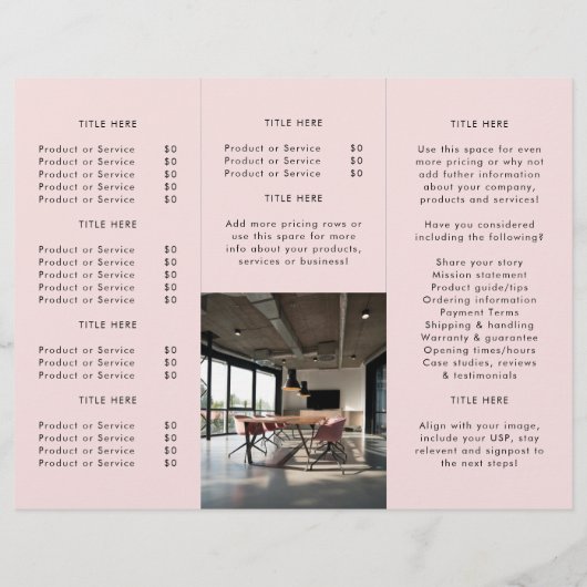 Zakelijke Logo Blush Pink Pamphlet Brochure (Achterkant)
