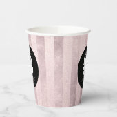 Zakelijke Logo Blush Pink Stripe Papier Cups Papieren Bekers (Links)