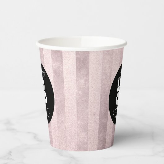 Zakelijke Logo  Blush Pink Stripe Papier Cups Papieren Bekers (Links)