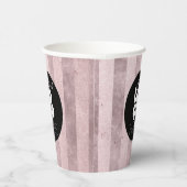Zakelijke Logo  Blush Pink Stripe Papier Cups Papieren Bekers (Rechts)