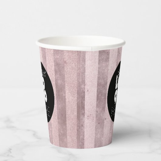 Zakelijke Logo  Blush Pink Stripe Papier Cups Papieren Bekers (Rechts)