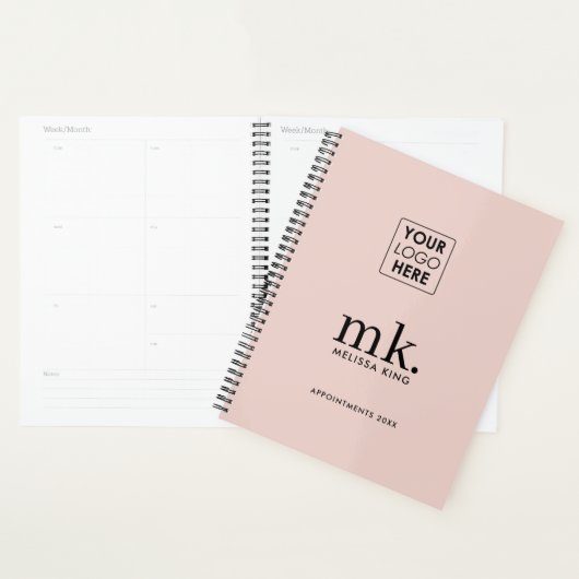 Zakelijke Logo Blush Roze Moderne QR Code Planner (Display)