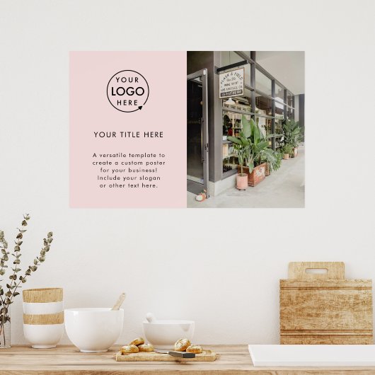 Zakelijke Logo | Blush roze promotiefFoto Poster (Keuken)