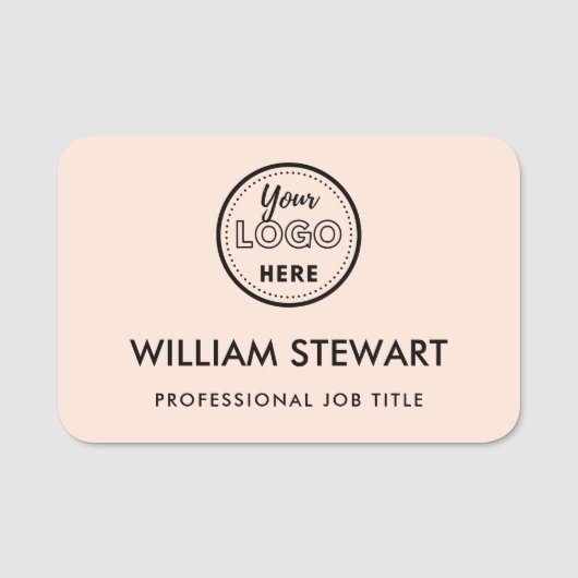 Zakelijke Logo Blush Roze Werknemer Naam Naamplaatje (Voorkant)