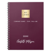 Zakelijke logo bordeaux elegante notitieboek (Voorkant)