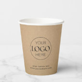 Zakelijke Logo Branded Rustic Kraft Coffee Papieren Bekers (Achterkant)