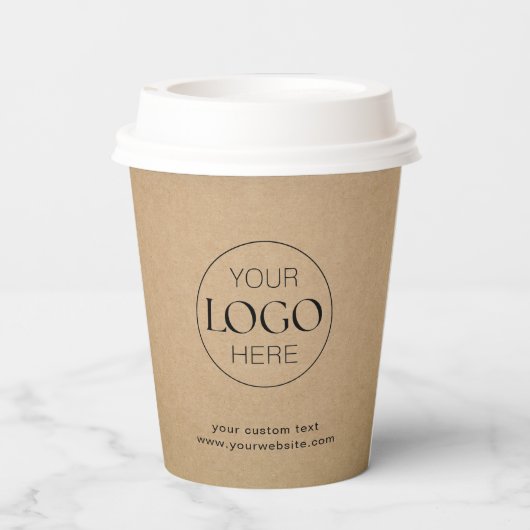 Zakelijke Logo Branded Rustic Kraft Coffee Papieren Bekers (Achterkant)