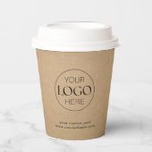 Zakelijke Logo Branded Rustic Kraft Coffee Papieren Bekers (Voorkant)