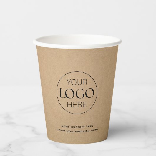 Zakelijke Logo Branded Rustic Kraft Coffee Papieren Bekers (Voorkant)
