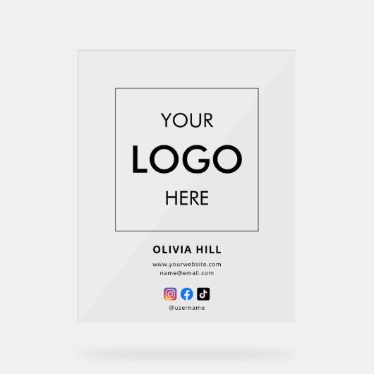 Zakelijke Logo Branding Social Media Acryl Bord (Voorkant)