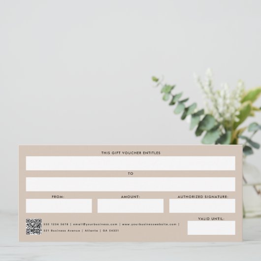 Zakelijke Logo Cadeaubon Beige (Staand voorkant)