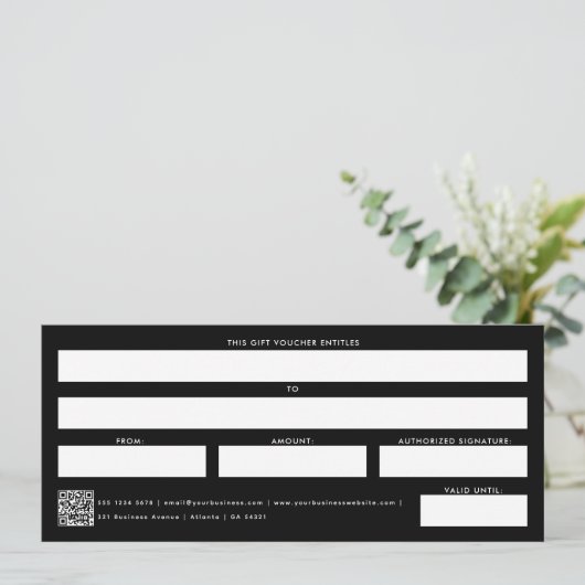 Zakelijke Logo Cadeaubon Zwart (Staand voorkant)