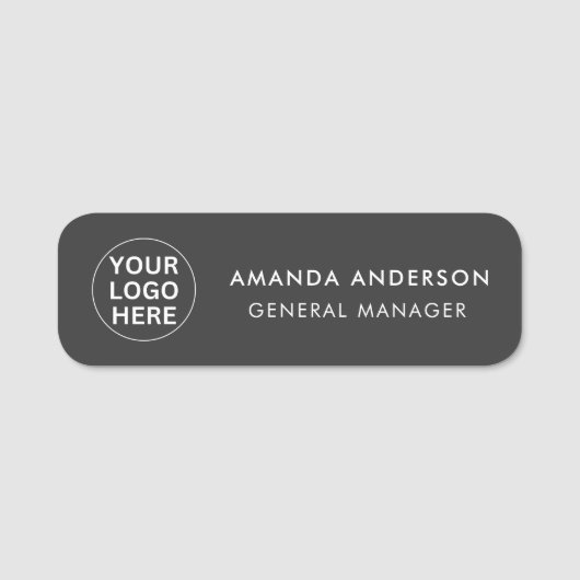 Zakelijke Logo Clean Grey Professioneel Bedrijf Naamplaatje (Voorkant)