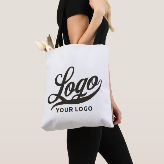 Zakelijke logo Clean white Bedrijfsmerk Custom Tote Bag (Dichtbij)