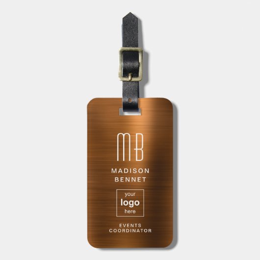 Zakelijke Logo Copper Professionele Reizen Bagagelabel (Voorkant verticaal)