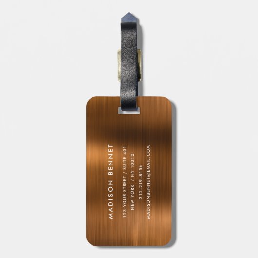 Zakelijke Logo Copper Professionele Reizen Bagagelabel (Achterkant verticaal)