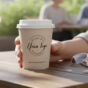 Zakelijke Logo Corporate Event Eenvoudig Beige Cus Papieren Bekers