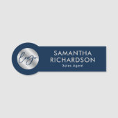 Zakelijke Logo Corporate Navy & Silver Medewerker Naamplaatje (Voorkant)