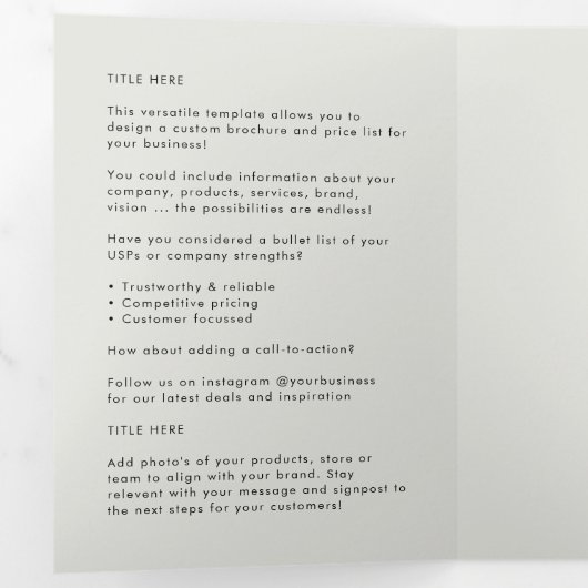 Zakelijke Logo | Drievoudige brochure grijze prijs Drieluik Kaart (Binnenzijde eerst)