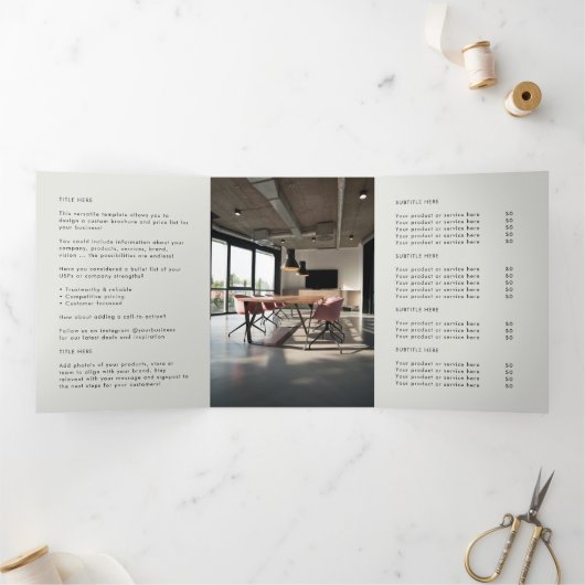 Zakelijke Logo | Drievoudige brochure grijze prijs Drieluik Kaart (Binnen)