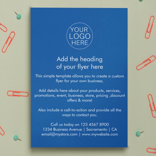 Zakelijke Logo | Eenvoudig blauw aangepast Flyer